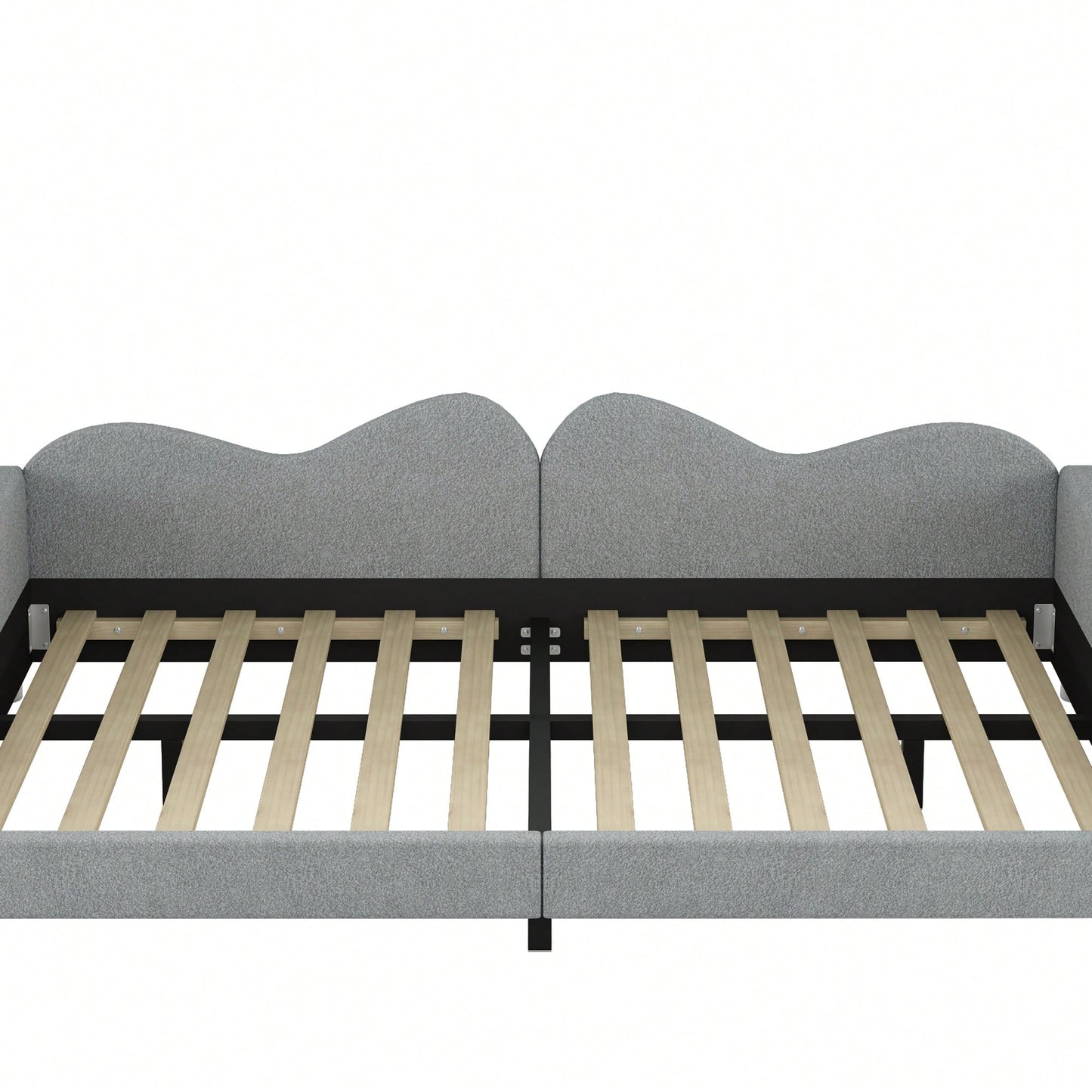 Full Size Upholstered Daybed With Sherpa Fabric And Cloud-Shaped Backrest No Box Spring Required In White