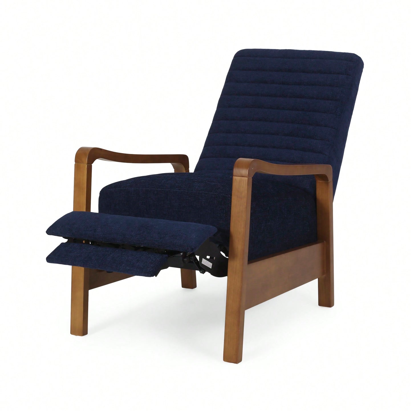 Elegant Fabric Manual Recliner With Wooden Accents For Ultimate Comfort