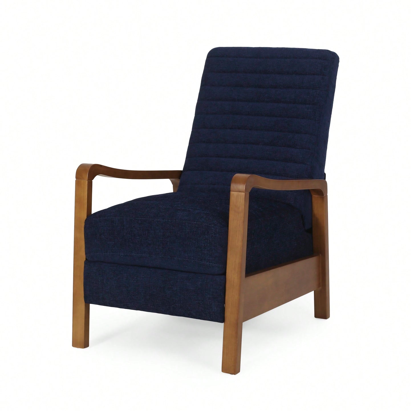 Elegant Fabric Manual Recliner With Wooden Accents For Ultimate Comfort