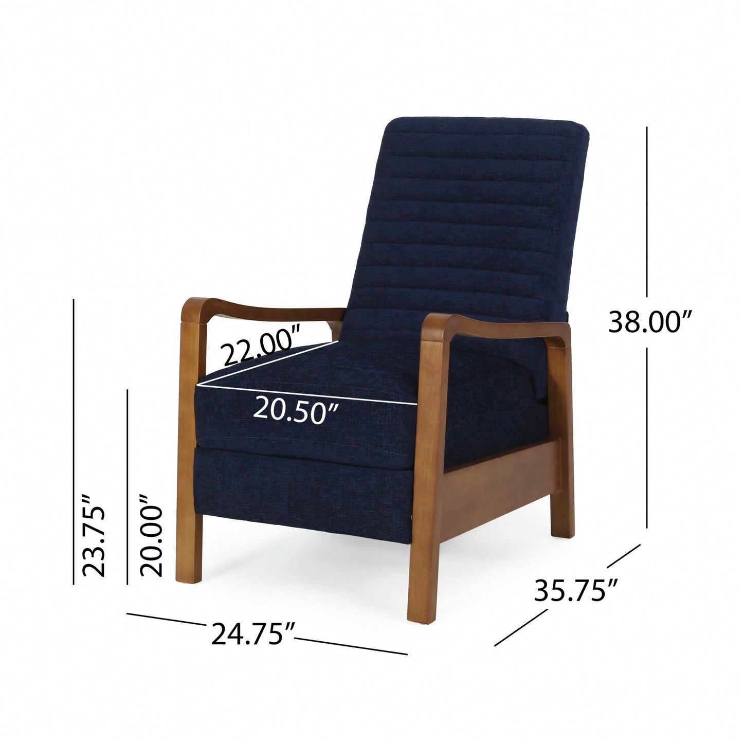 Elegant Fabric Manual Recliner With Wooden Accents For Ultimate Comfort