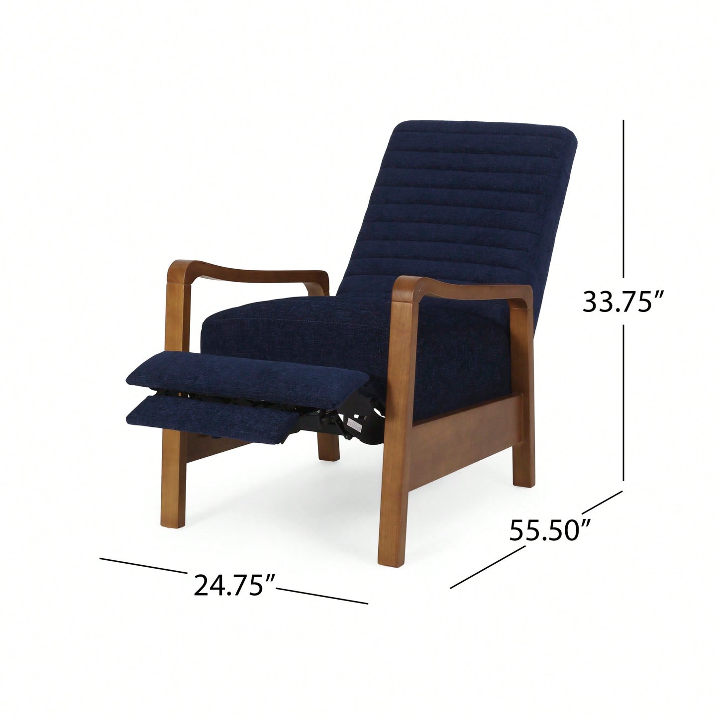 Elegant Fabric Manual Recliner With Wooden Accents For Ultimate Comfort