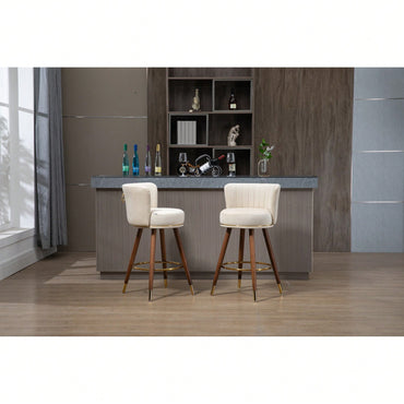 Set Of 2 Solid Wood Counter Height Bar Stools With 360 Degree Swivel For Kitchen And Dining