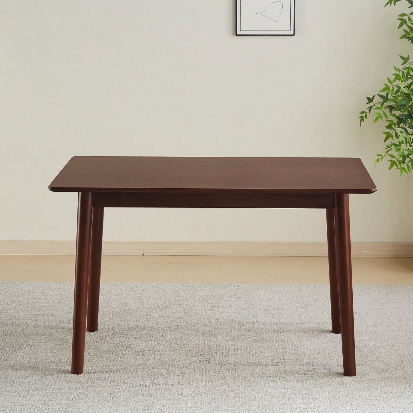 47 Inch Walnut Solid Wood Dining Table For Small Spaces Modern Kitchen Furniture