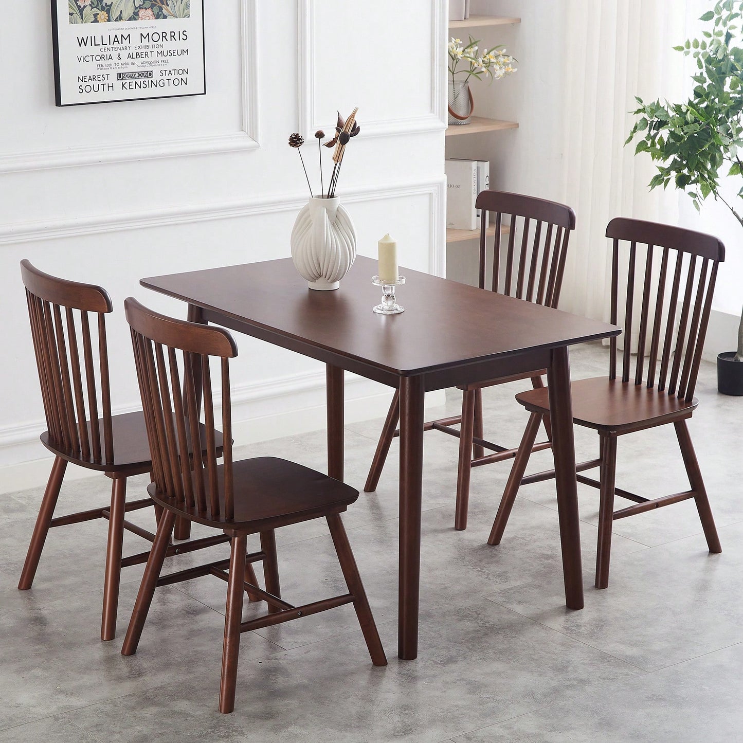 47 Inch Walnut Solid Wood Dining Table For Small Spaces Modern Kitchen Furniture