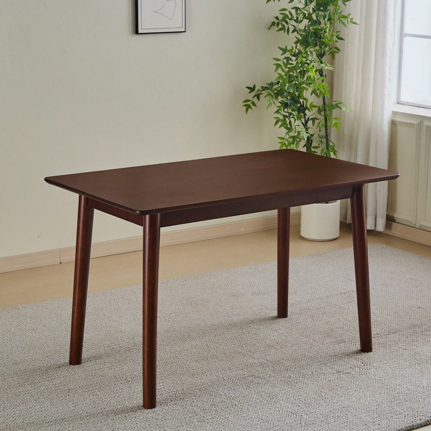 47 Inch Walnut Solid Wood Dining Table For Small Spaces Modern Kitchen Furniture