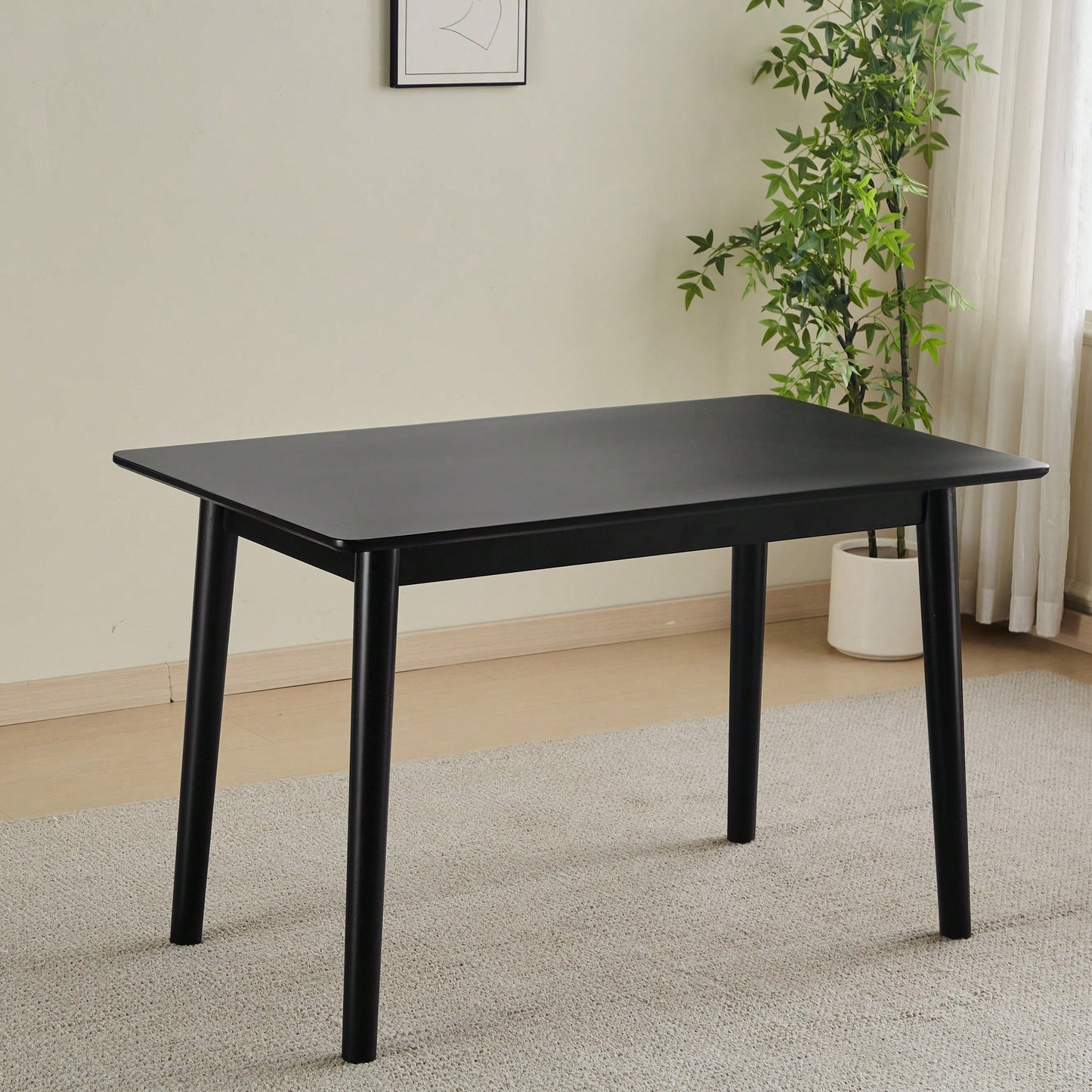 47 Inch Walnut Solid Wood Dining Table For Small Spaces Modern Kitchen Furniture