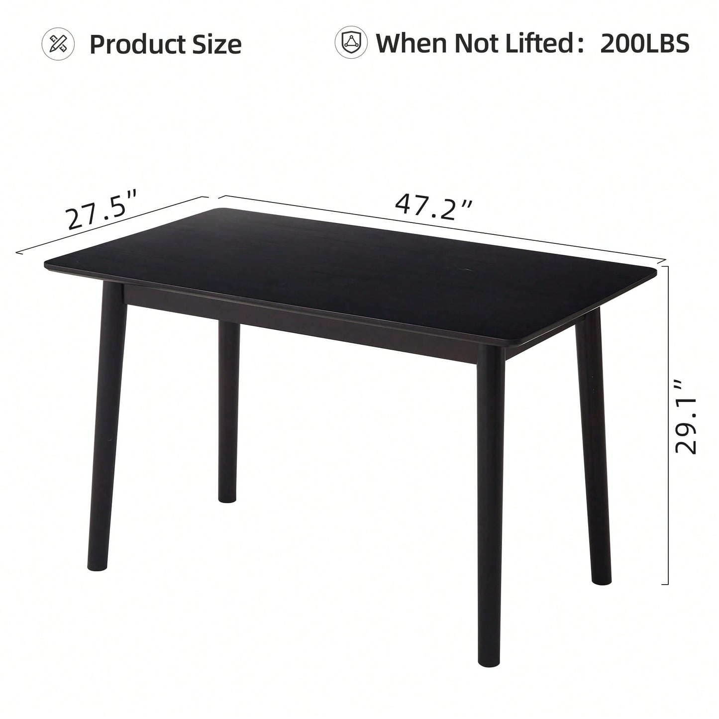 47 Inch Walnut Solid Wood Dining Table For Small Spaces Modern Kitchen Furniture