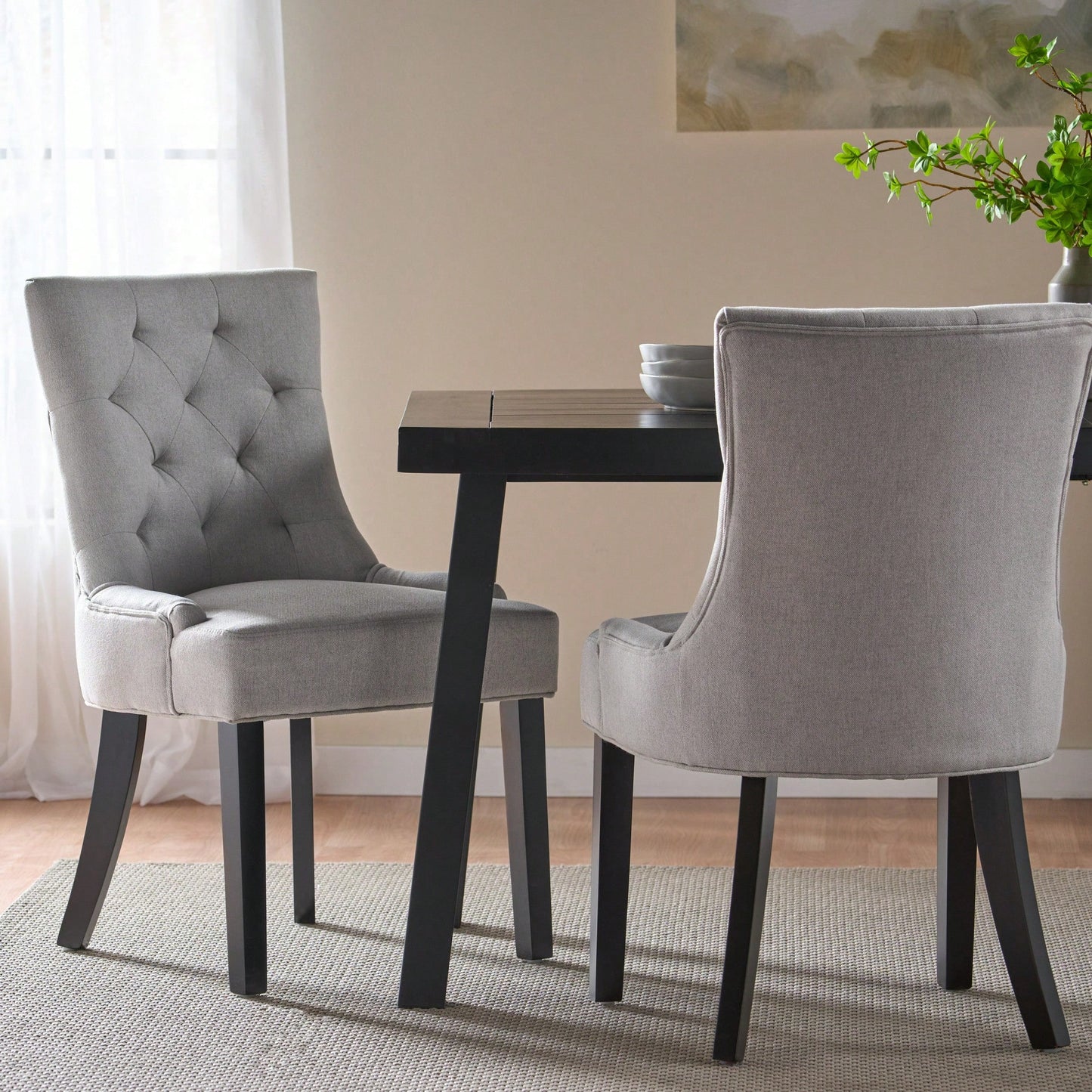 Set Of 2 Stylish Modern Dining Chair With Comfortable Upholstery And Sleek Design