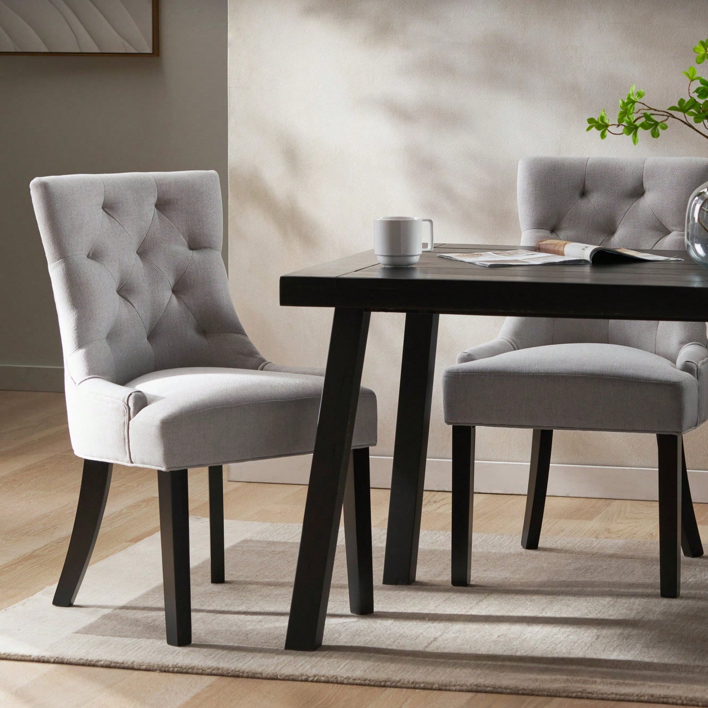Set Of 2 Stylish Modern Dining Chair With Comfortable Upholstery And Sleek Design