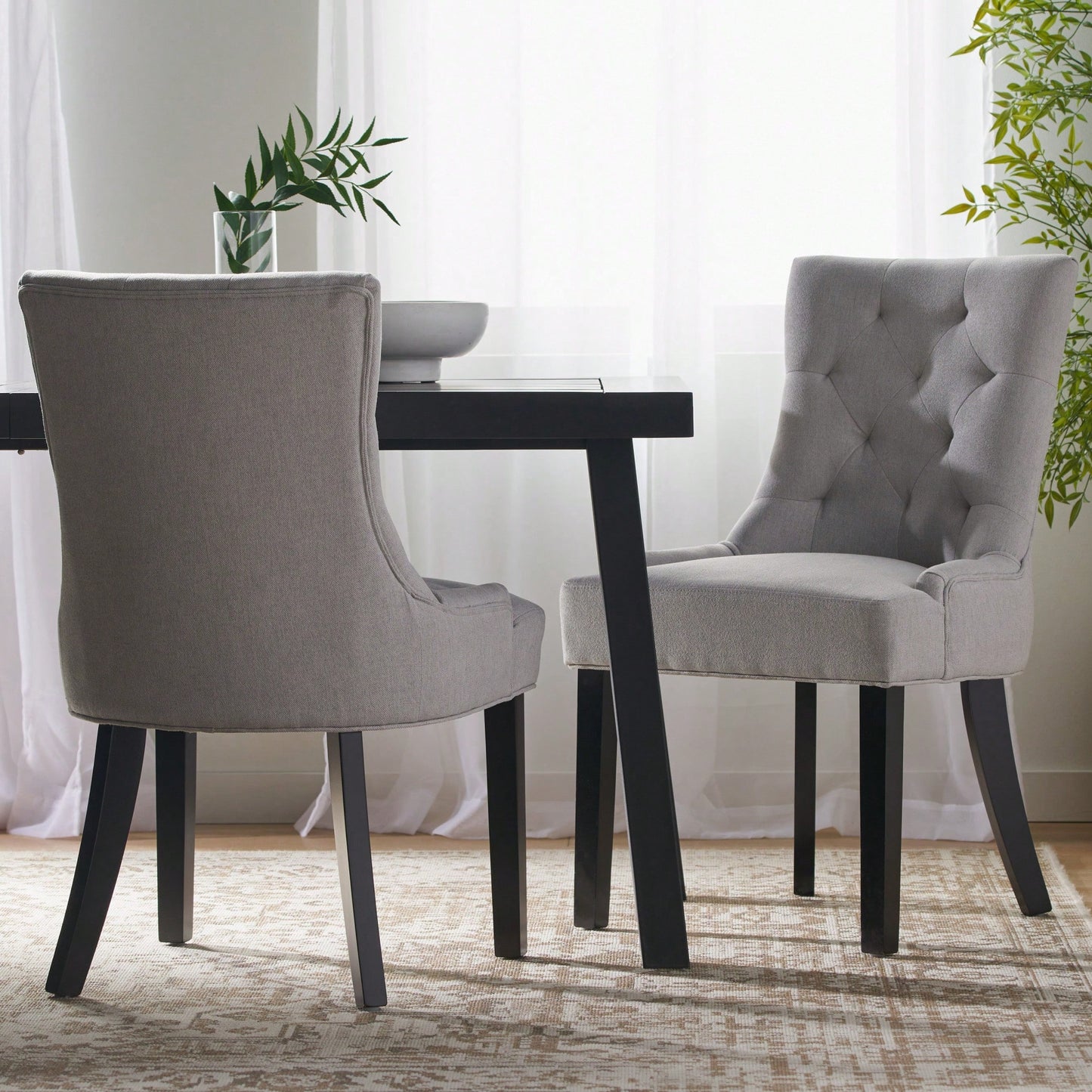 Set Of 2 Stylish Modern Dining Chair With Comfortable Upholstery And Sleek Design