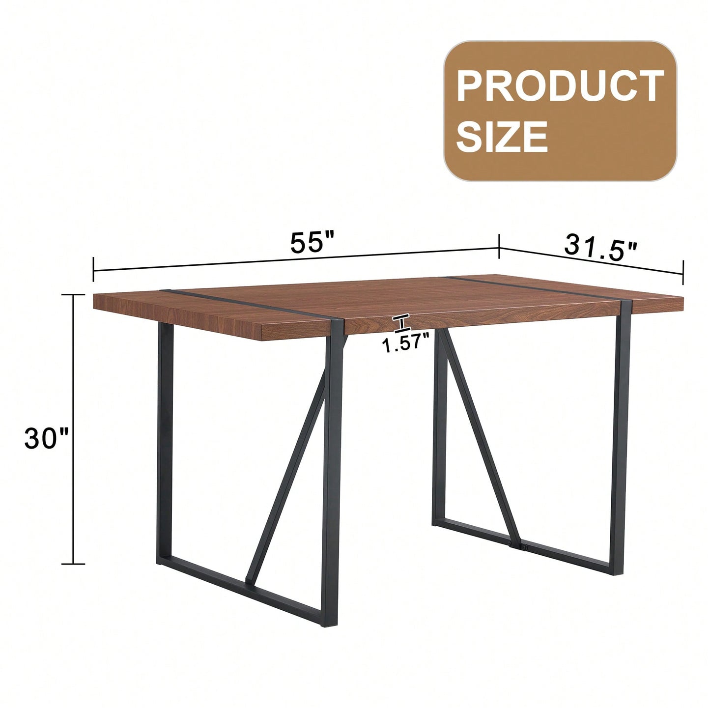 Patterned MDF Dining Table For 4-6 With 1.5 Inch Thick Top And Black Metal Legs Ideal For Kitchens Patios And Dining Rooms Light Grey