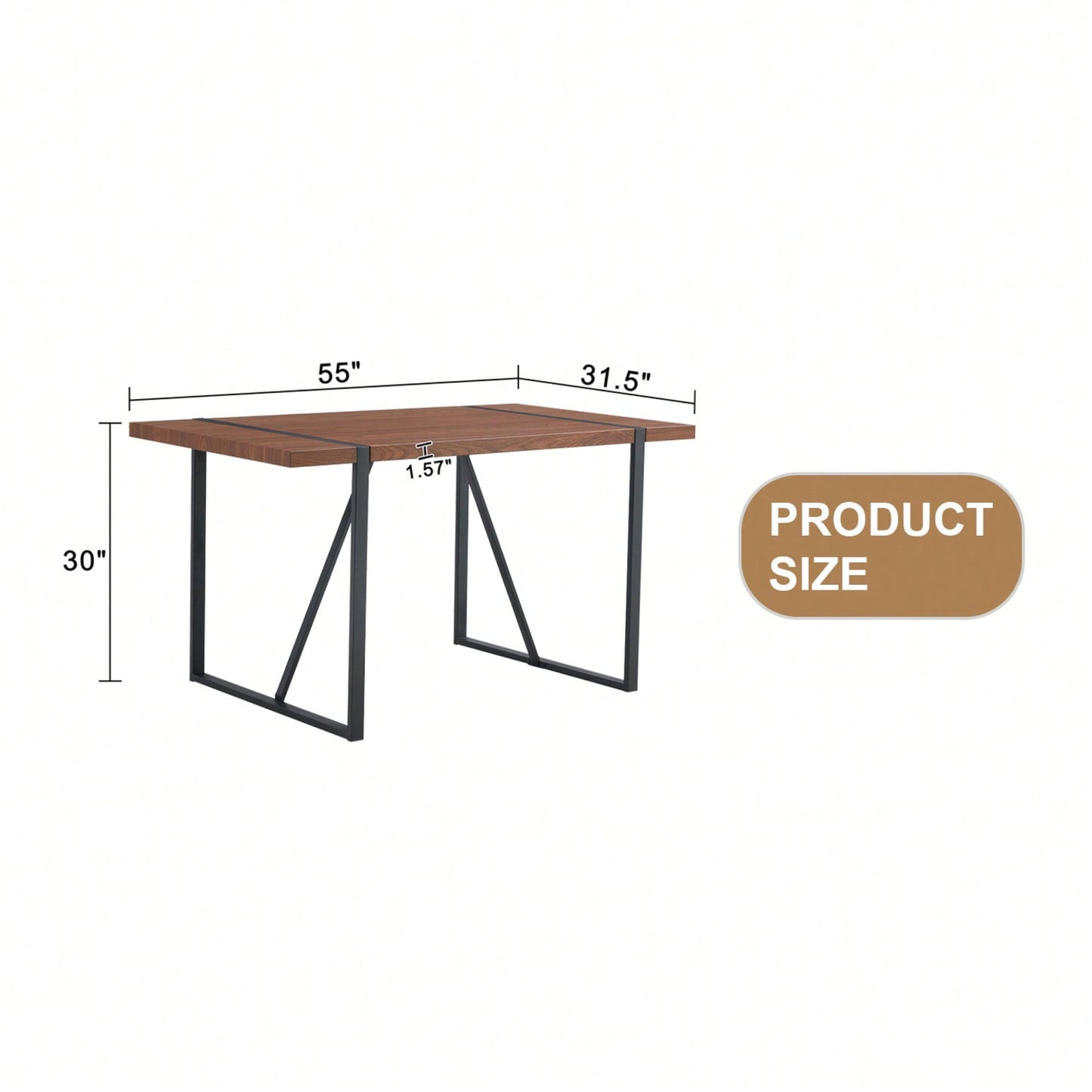 Patterned MDF Dining Table For 4-6 With 1.5 Inch Thick Top And Black Metal Legs Ideal For Kitchens Patios And Dining Rooms Light Grey