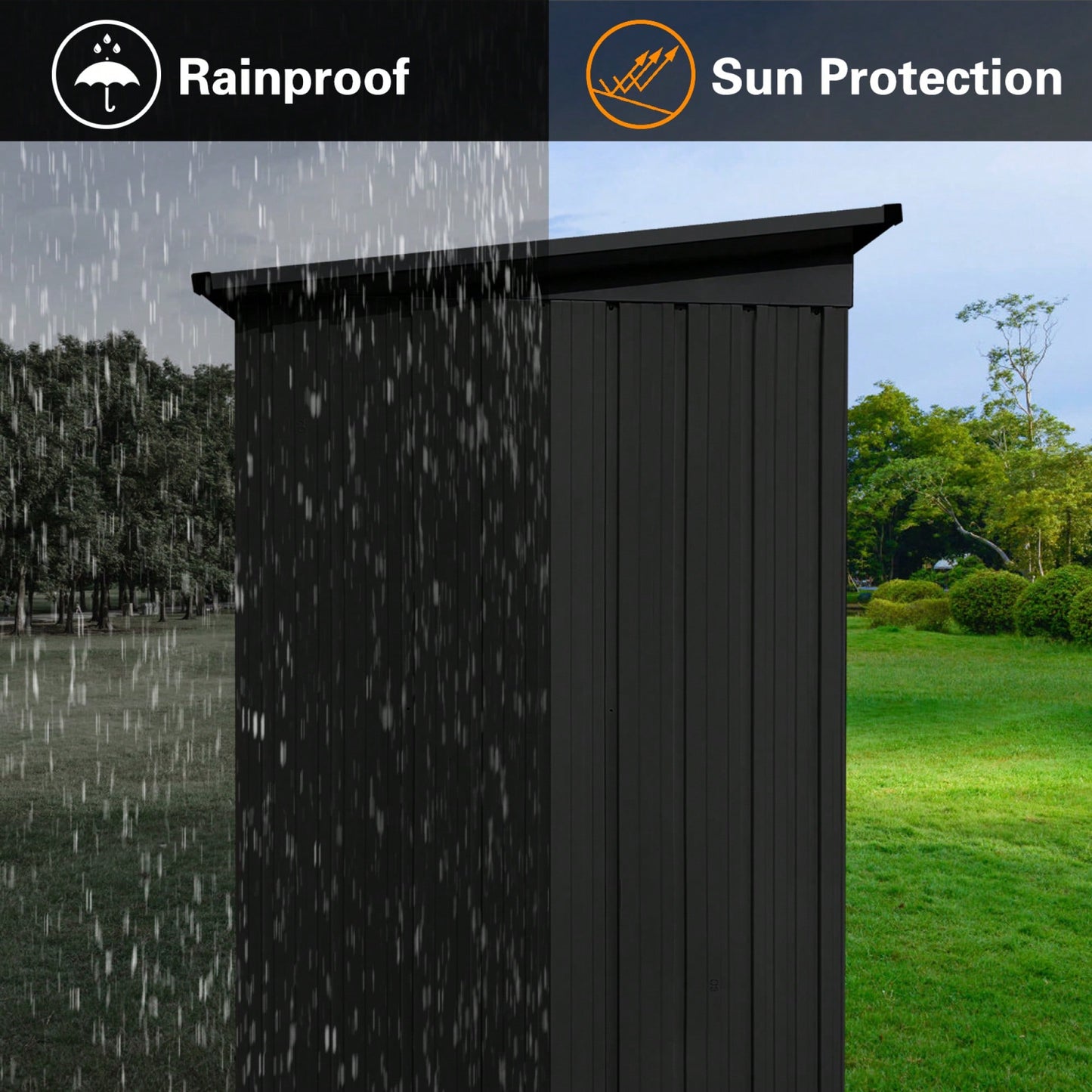 Durable 5ft X 4ft Metal Garden Shed For Outdoor Storage In Black