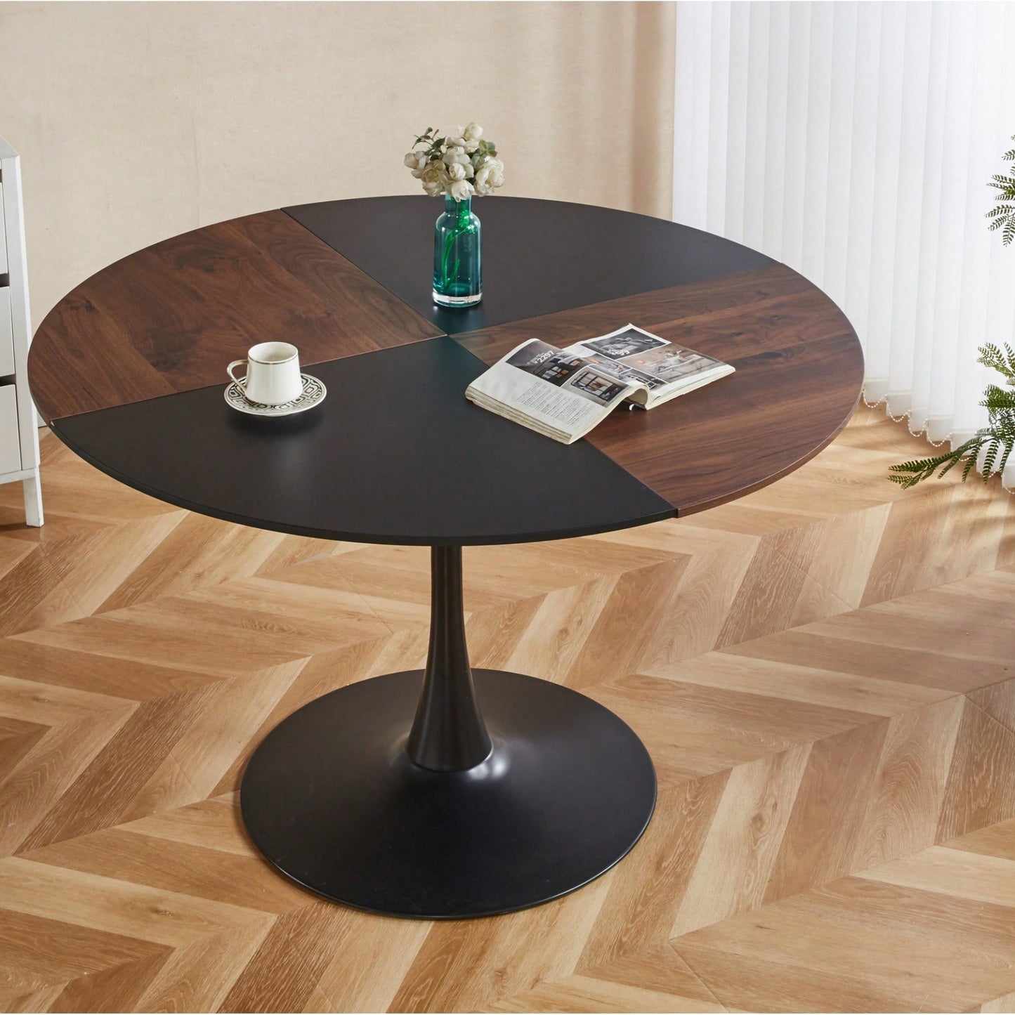 Spacious 47.2 Inch Round Dining Table For Home Or Office Use Stylish Coffee Table 120x120x74cm