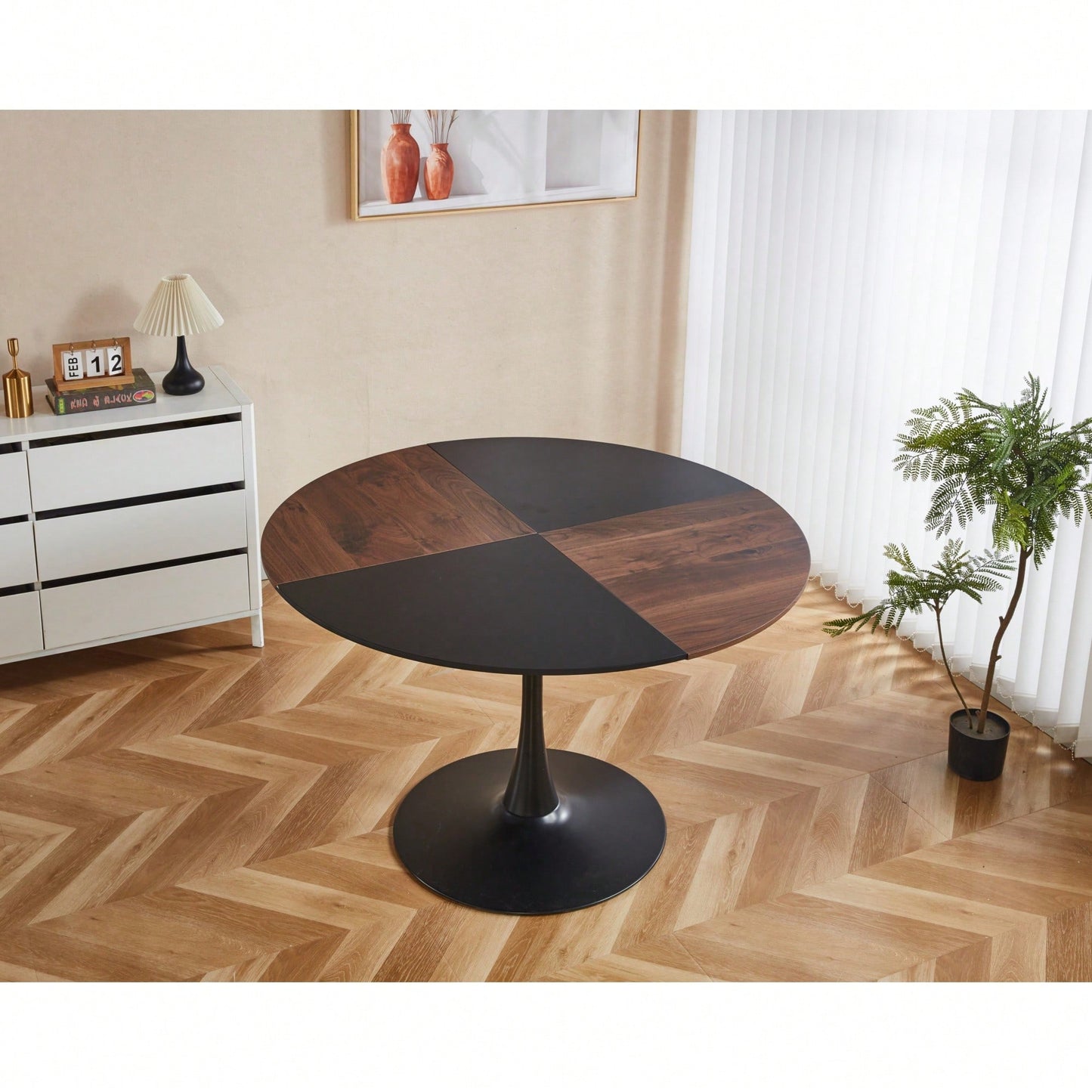Spacious 47.2 Inch Round Dining Table For Home Or Office Use Stylish Coffee Table 120x120x74cm