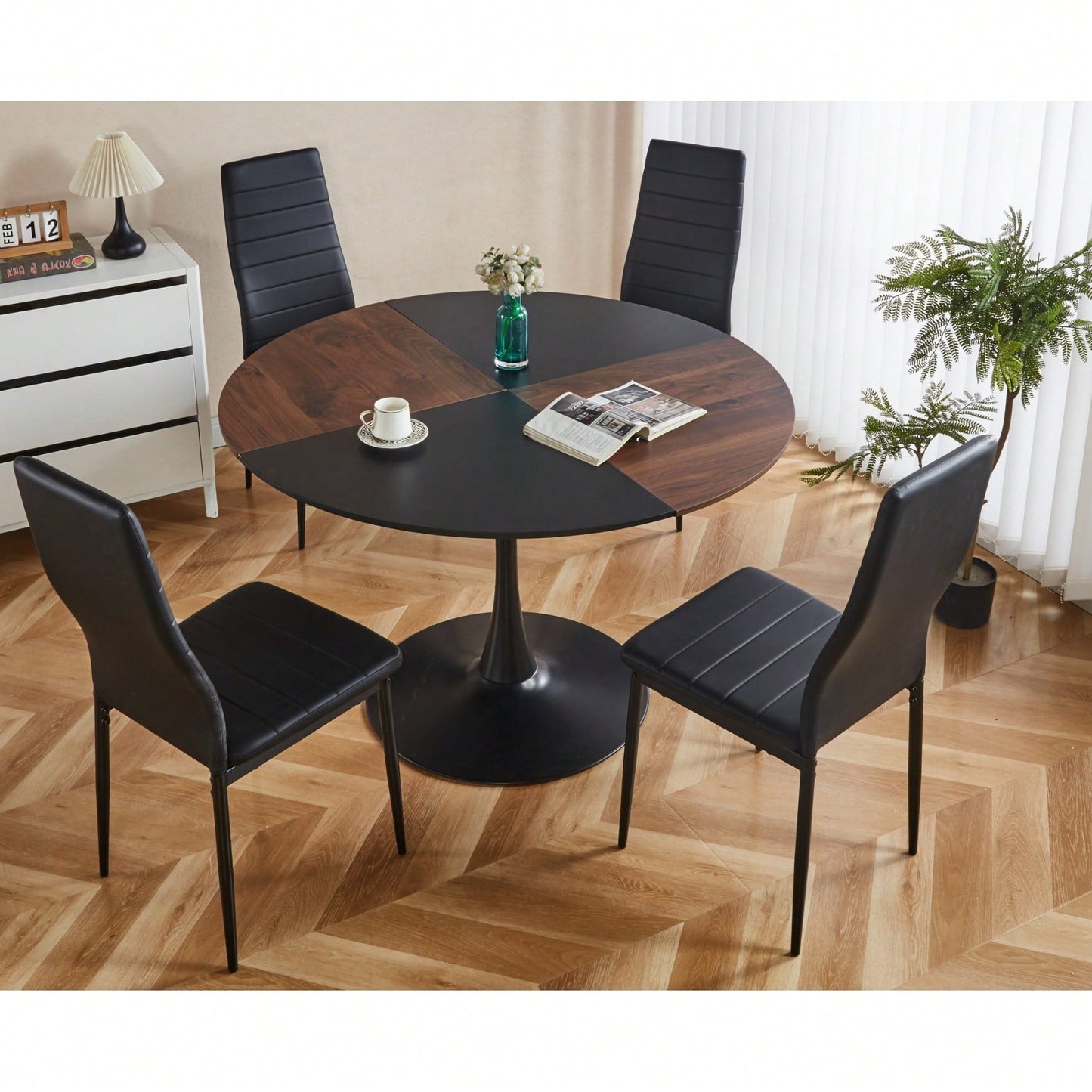 Spacious 47.2 Inch Round Dining Table For Home Or Office Use Stylish Coffee Table 120x120x74cm