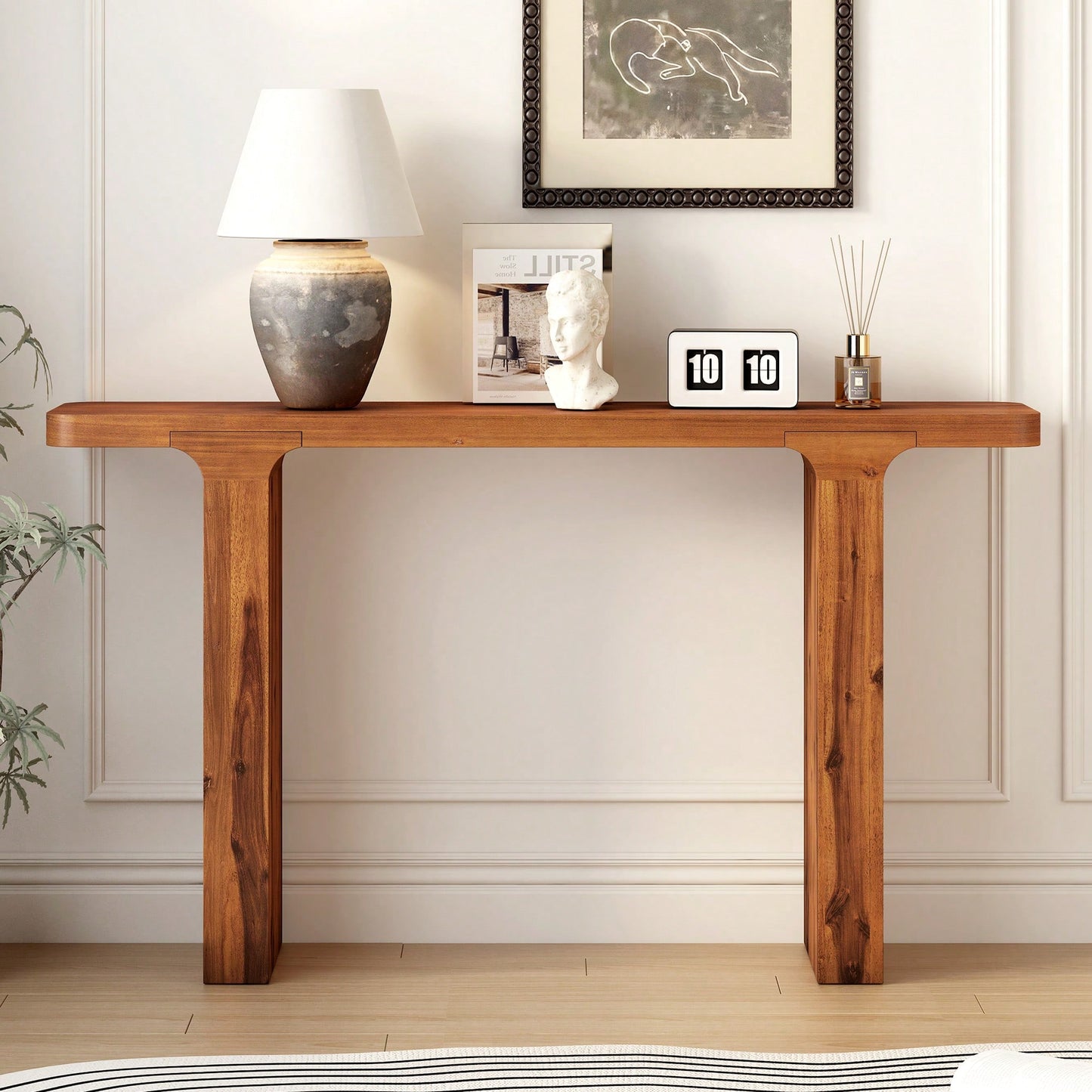 Elegant Acacia Veneer Entryway Table For Hallway Foyer Living Room And Corridor