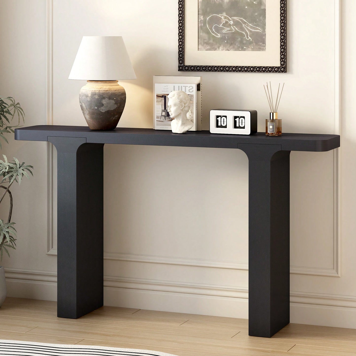 Elegant Acacia Veneer Entryway Table For Hallway Foyer Living Room And Corridor