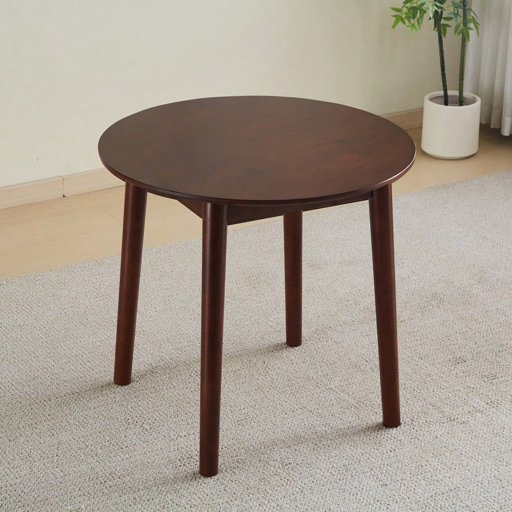 Solid Wood Black Round Table For 2-4 People 31.5 Inch Diameter