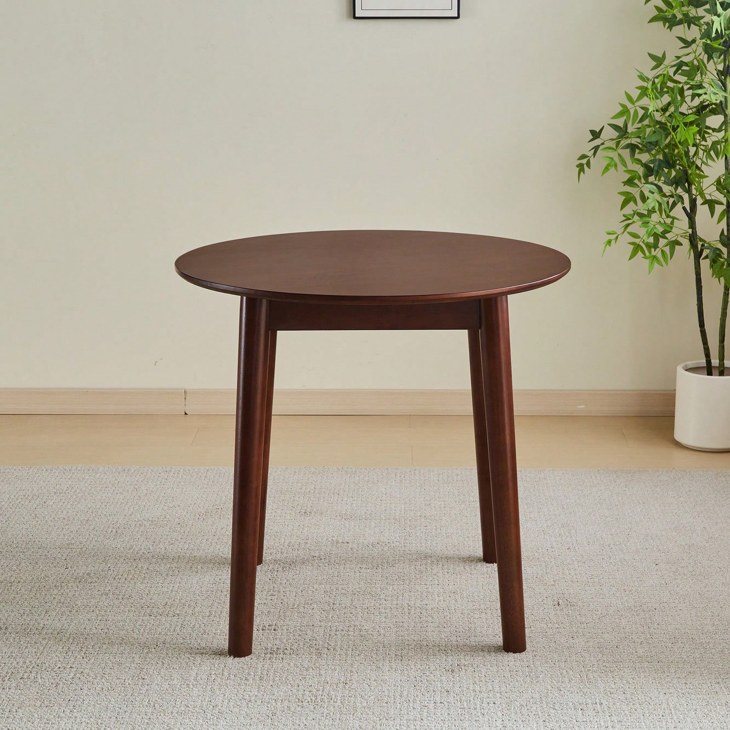 Solid Wood Black Round Table For 2-4 People 31.5 Inch Diameter