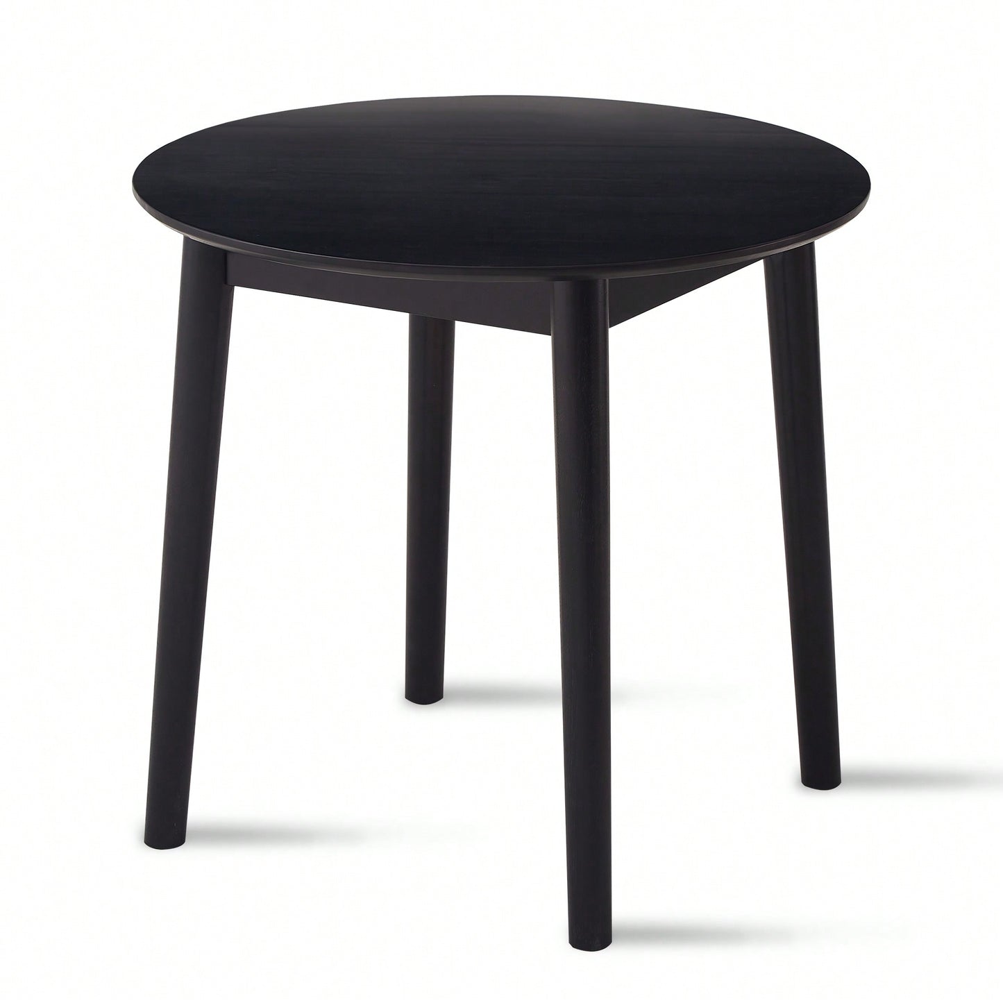 Solid Wood Black Round Table For 2-4 People 31.5 Inch Diameter