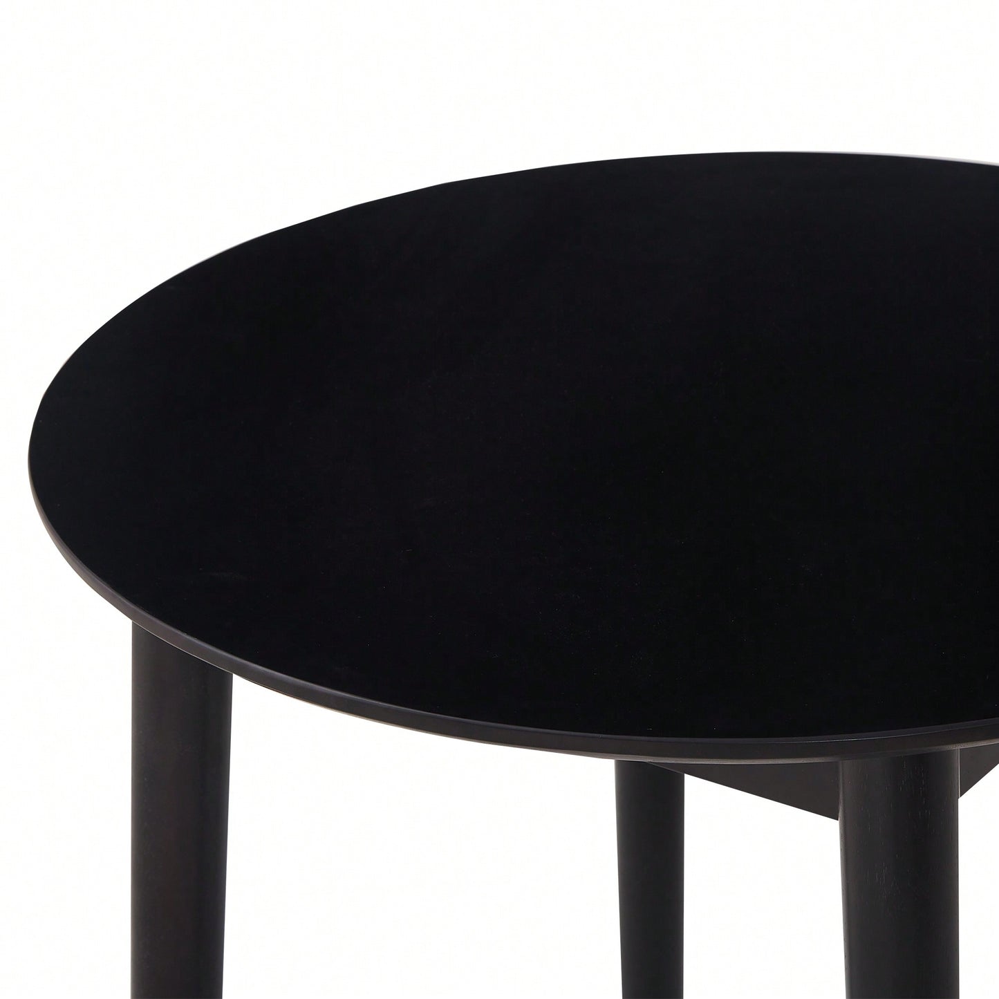 Solid Wood Black Round Table For 2-4 People 31.5 Inch Diameter