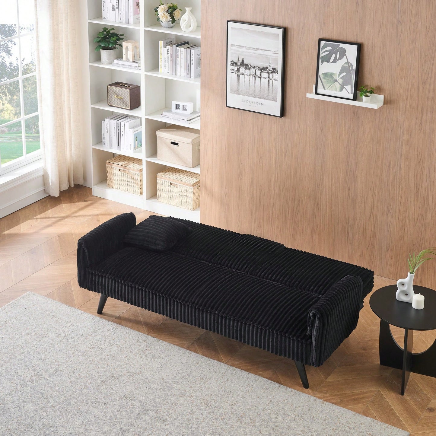 Minimalist Straight-Line Corduroy Sofa For Living Room And Bedroom Comfort
