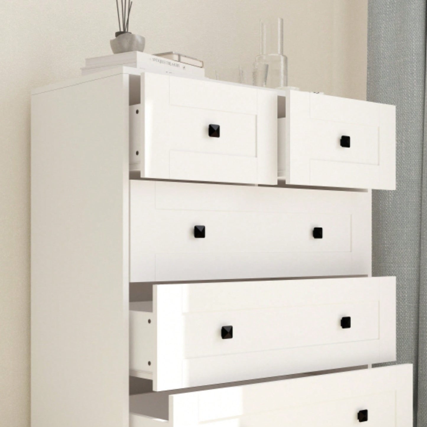5-Drawer Chest Of Drawers With Farmhouse Door Design White