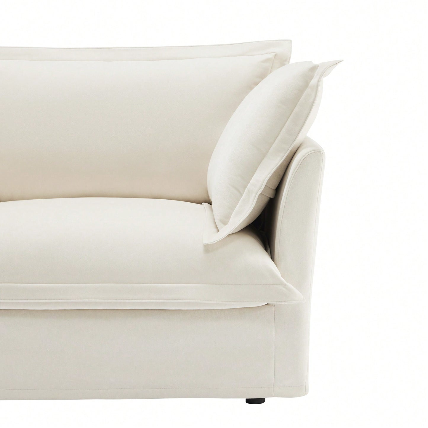 Cozy Slipcovered Armchair With Large Back Cushion And Two Plush Toss Pillows In Soft Chenille Fabric, Deep Seat Design, Elegant Blue Color
