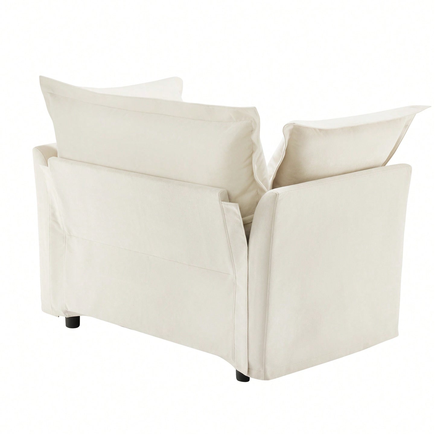 Cozy Slipcovered Armchair With Large Back Cushion And Two Plush Toss Pillows In Soft Chenille Fabric, Deep Seat Design, Elegant Blue Color