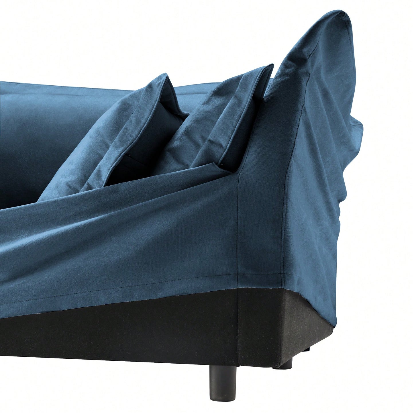 Cozy Slipcovered Armchair With Large Back Cushion And Two Plush Toss Pillows In Soft Chenille Fabric, Deep Seat Design, Elegant Blue Color