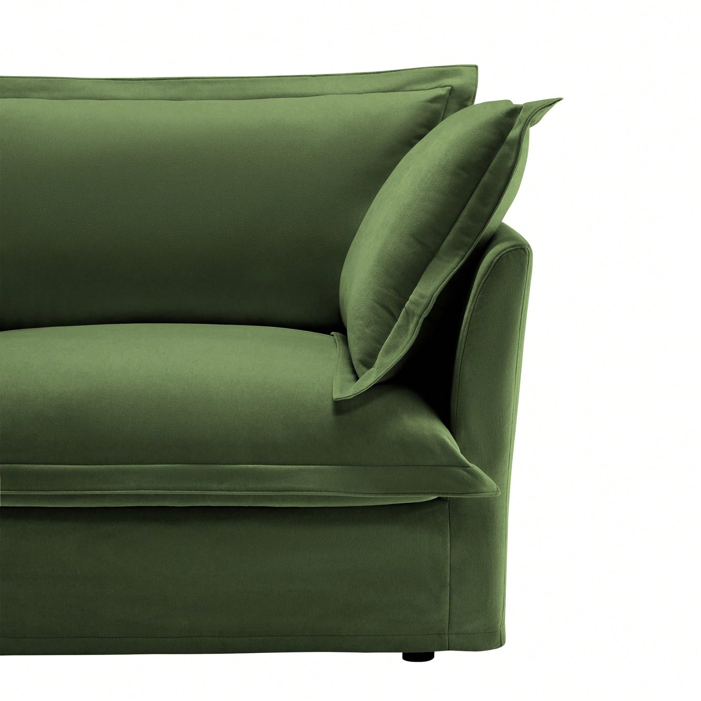 Cozy Slipcovered Armchair With Large Back Cushion And Two Plush Toss Pillows In Soft Chenille Fabric, Deep Seat Design, Elegant Blue Color