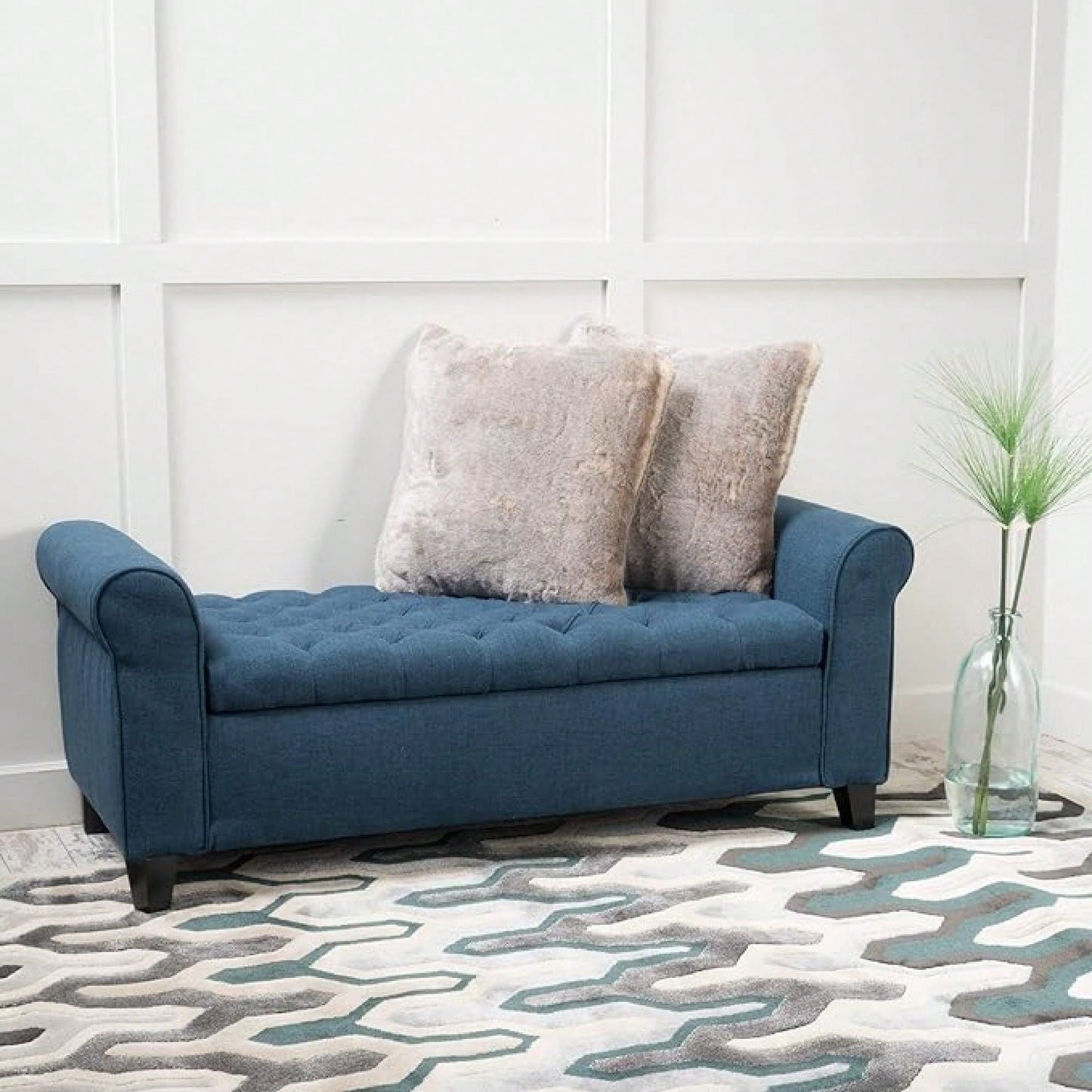 Stylish Storage Bench With Armrests For Home Organization And Seating