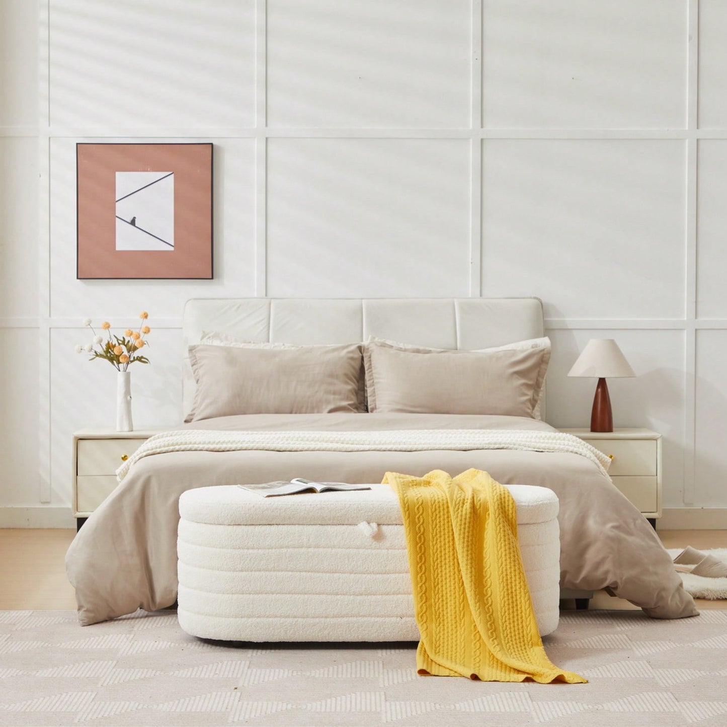 Upholstered Storage Ottoman And Entryway Bench For Stylish Organization White