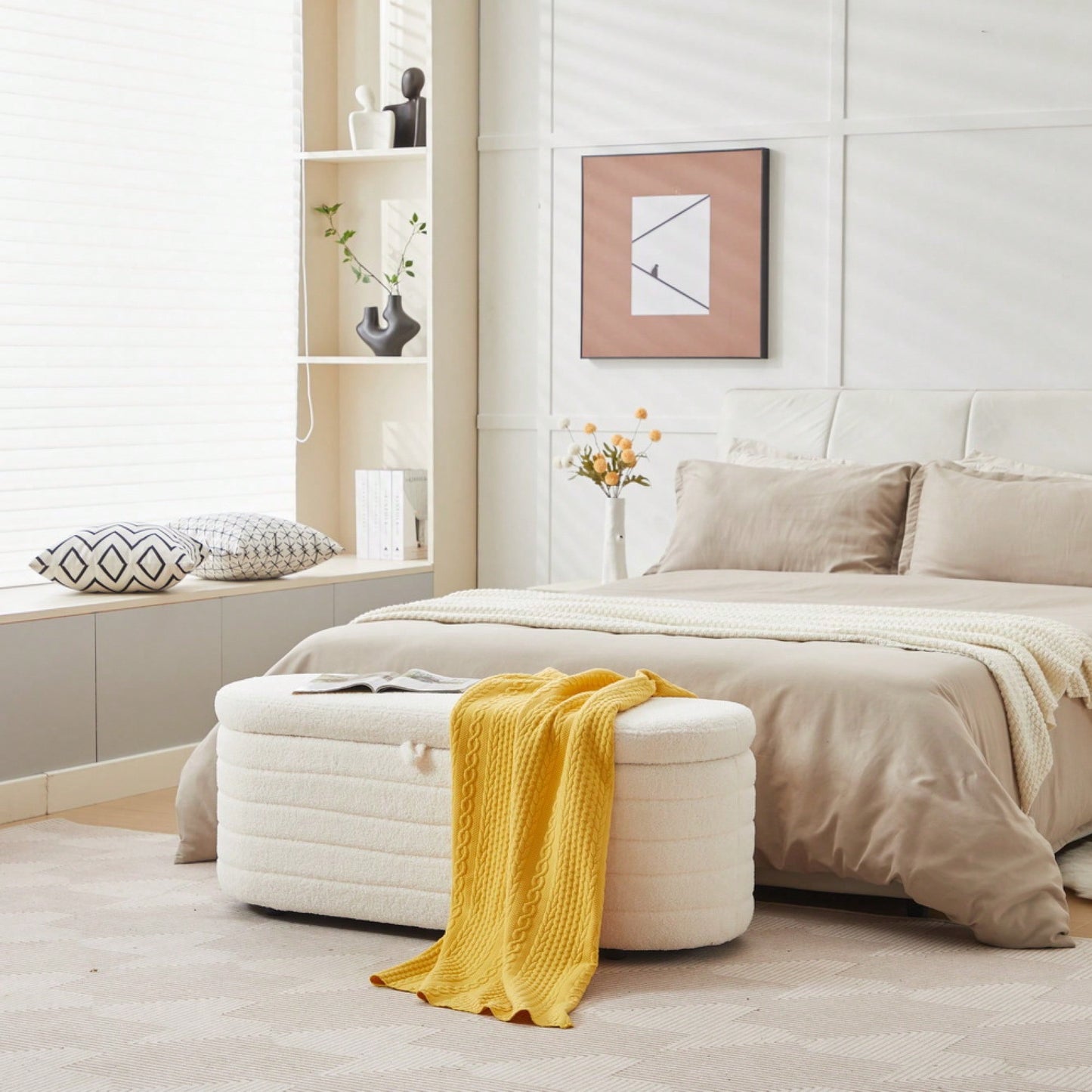 Upholstered Storage Ottoman And Entryway Bench For Stylish Organization White