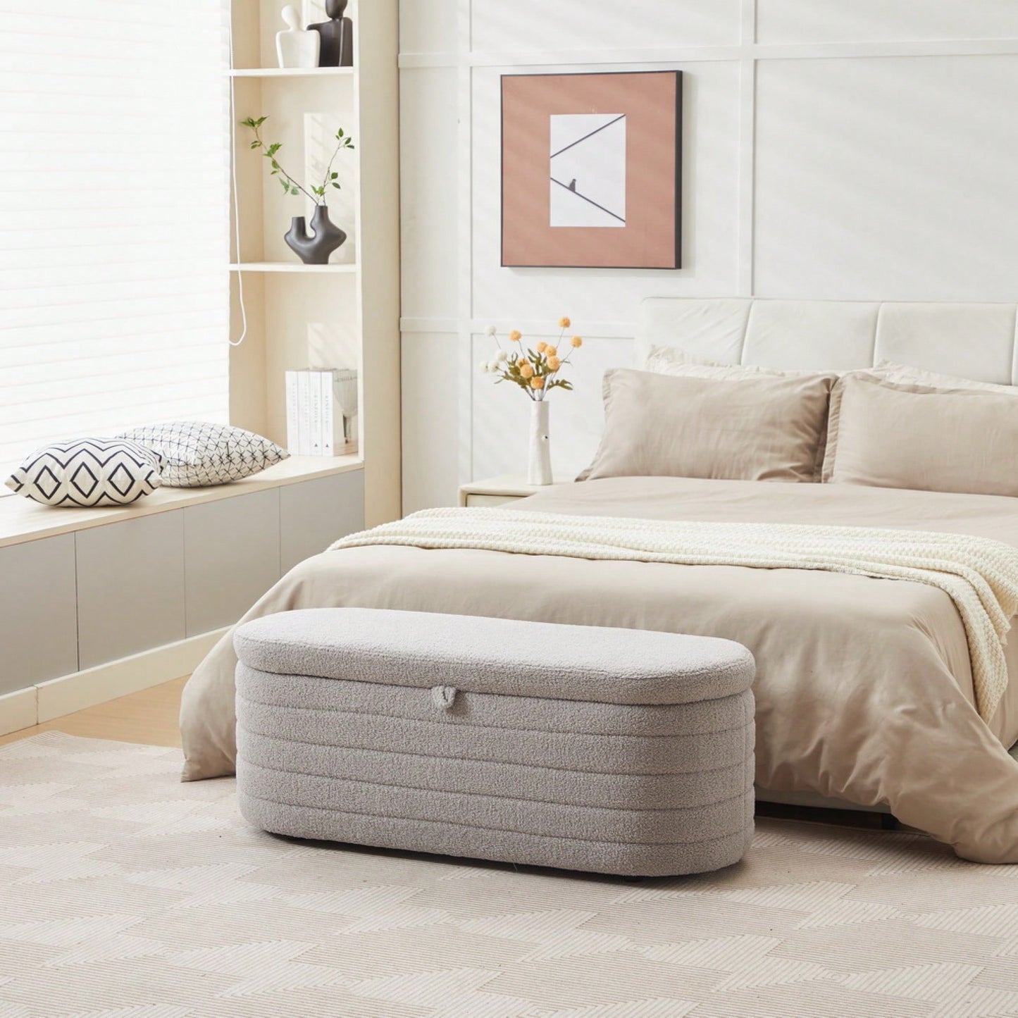 Upholstered Storage Ottoman And Entryway Bench For Stylish Organization White