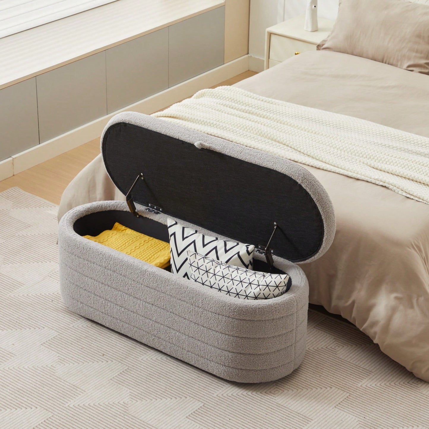 Upholstered Storage Ottoman And Entryway Bench For Stylish Organization White