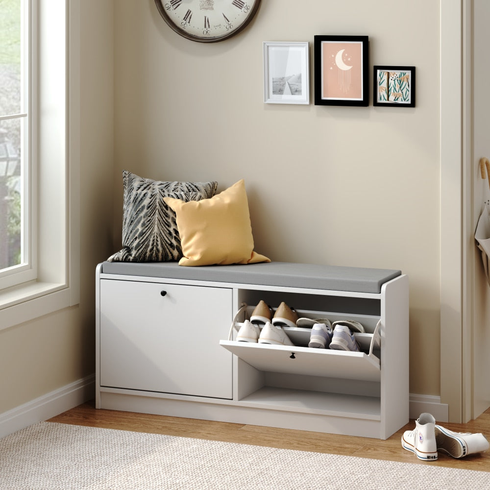 Shoe Storage Bench With Cushion For Entryway Hallway Living Room Bedroom Shoe Organizer Cabinet