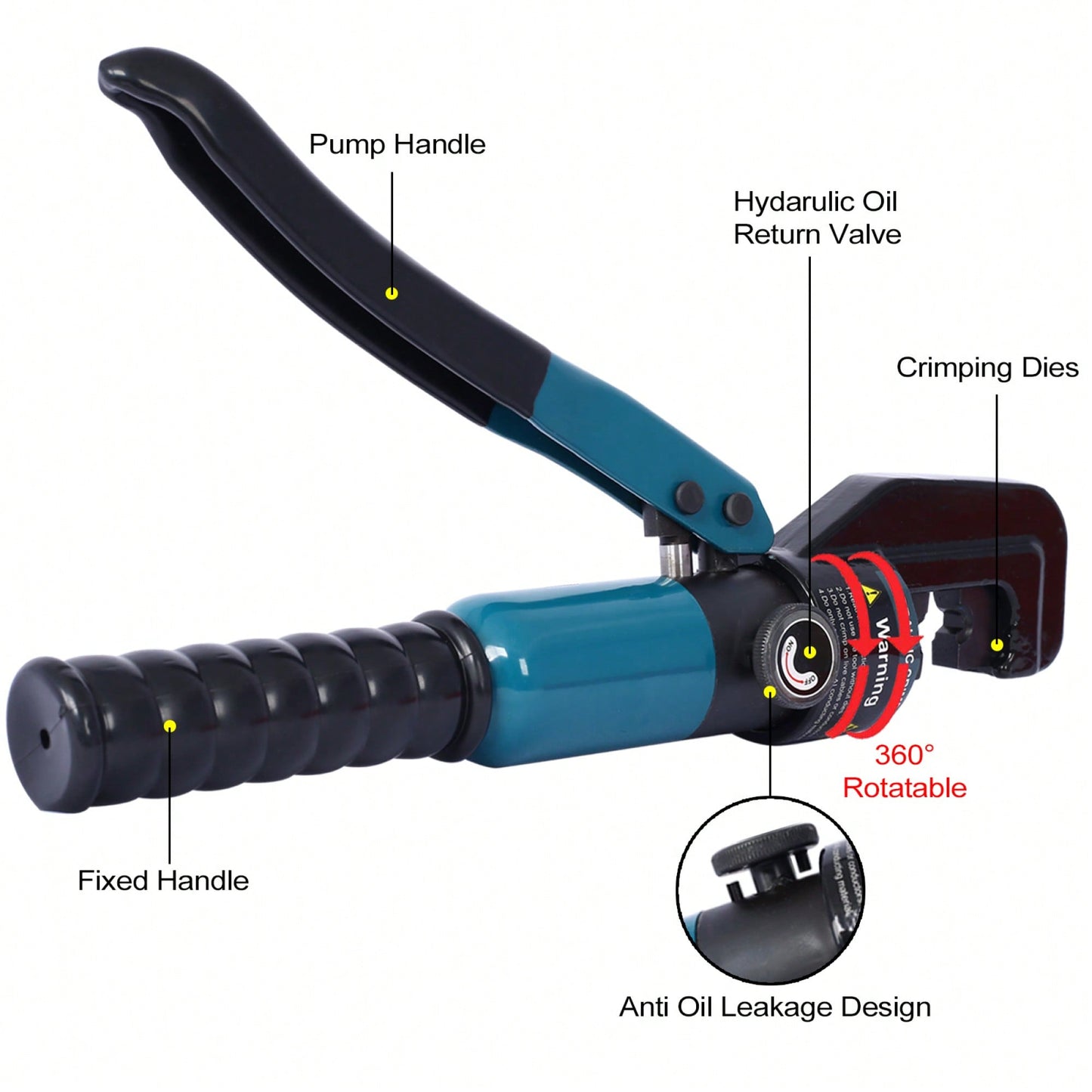 Hydraulic Wire Terminal Crimper Tool With 9 Pairs Of Dies And Gloves For Battery Cable Lug Crimping And Swaging