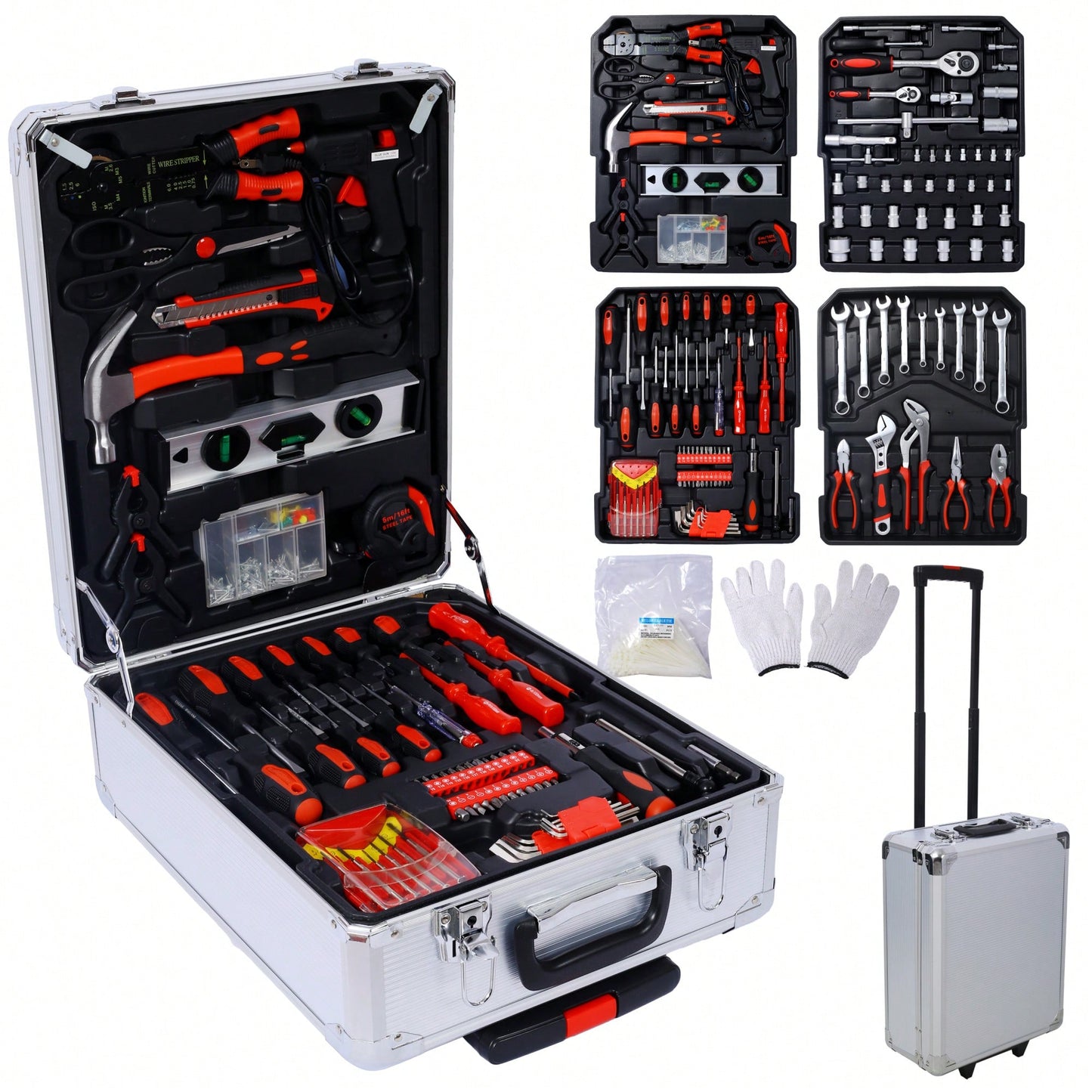 Comprehensive 969 Piece Home Repair Tool Set With Rolling Storage Case And 4 Drawers For Homeowners And Handyman Maintenance