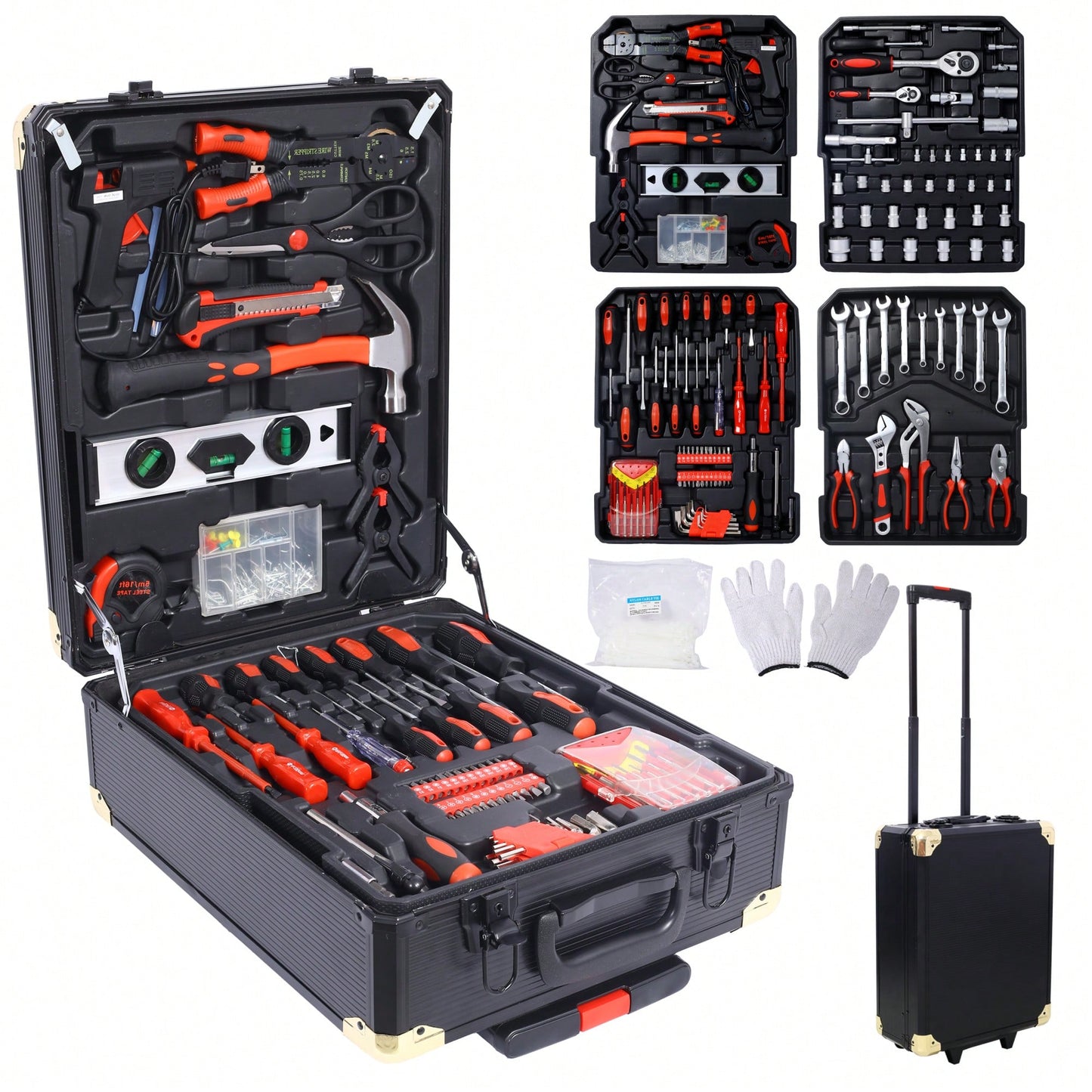 Comprehensive 969 Piece Home Repair Tool Set With Rolling Storage Case And 4 Drawers For Homeowners And Handyman Maintenance
