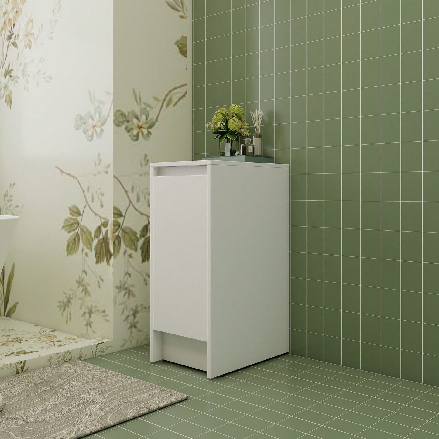12 Inch Freestanding Bathroom Storage Cabinet With Soft Close Doors And Floor Mounting Design For Organized Space