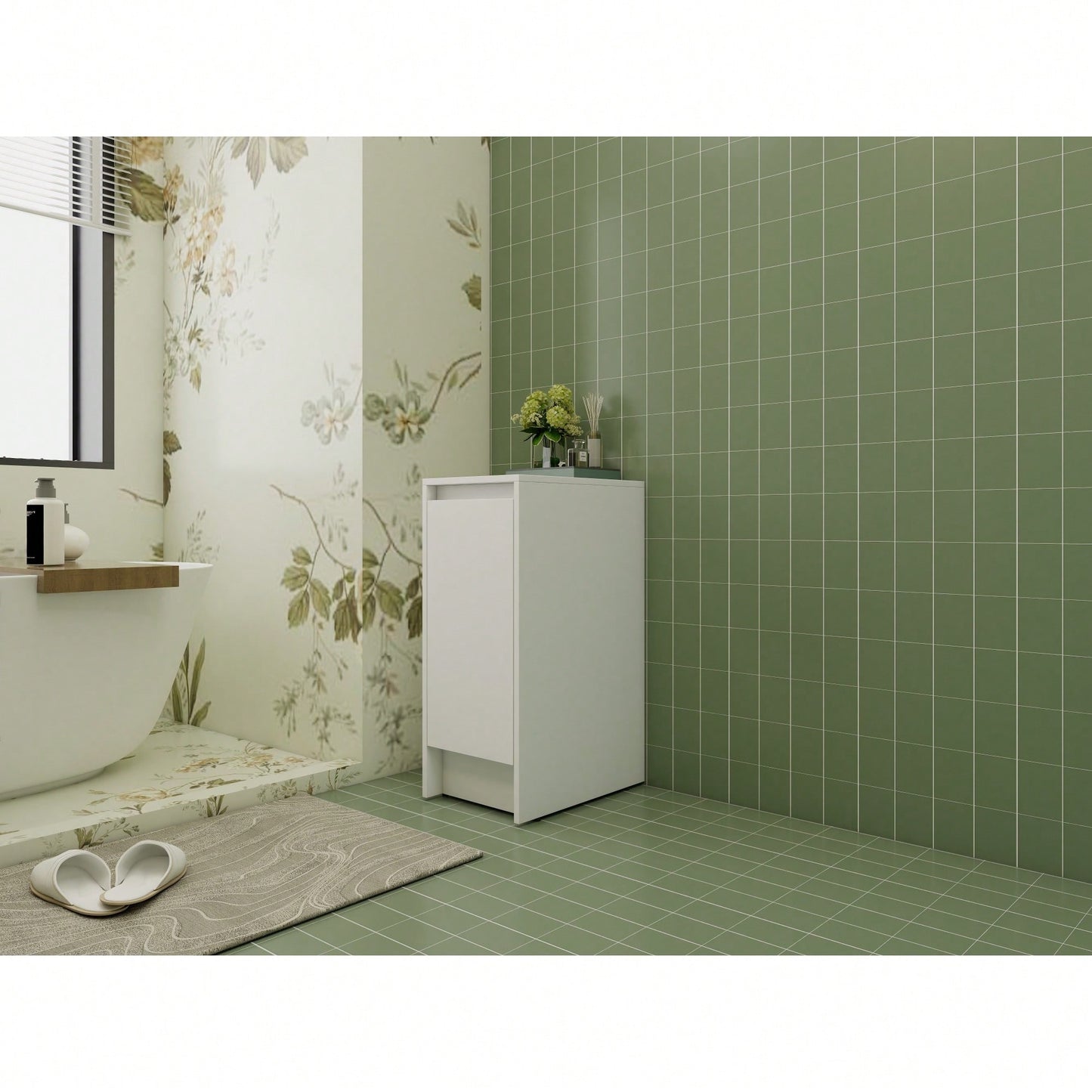 12 Inch Freestanding Bathroom Storage Cabinet With Soft Close Doors And Floor Mounting Design For Organized Space