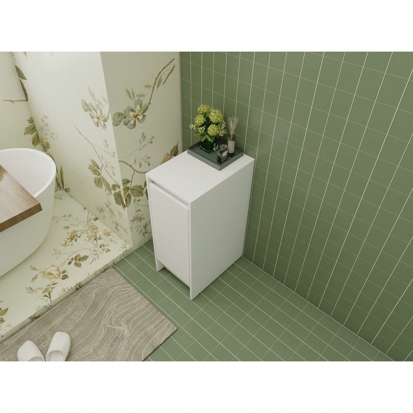 12 Inch Freestanding Bathroom Storage Cabinet With Soft Close Doors And Floor Mounting Design For Organized Space