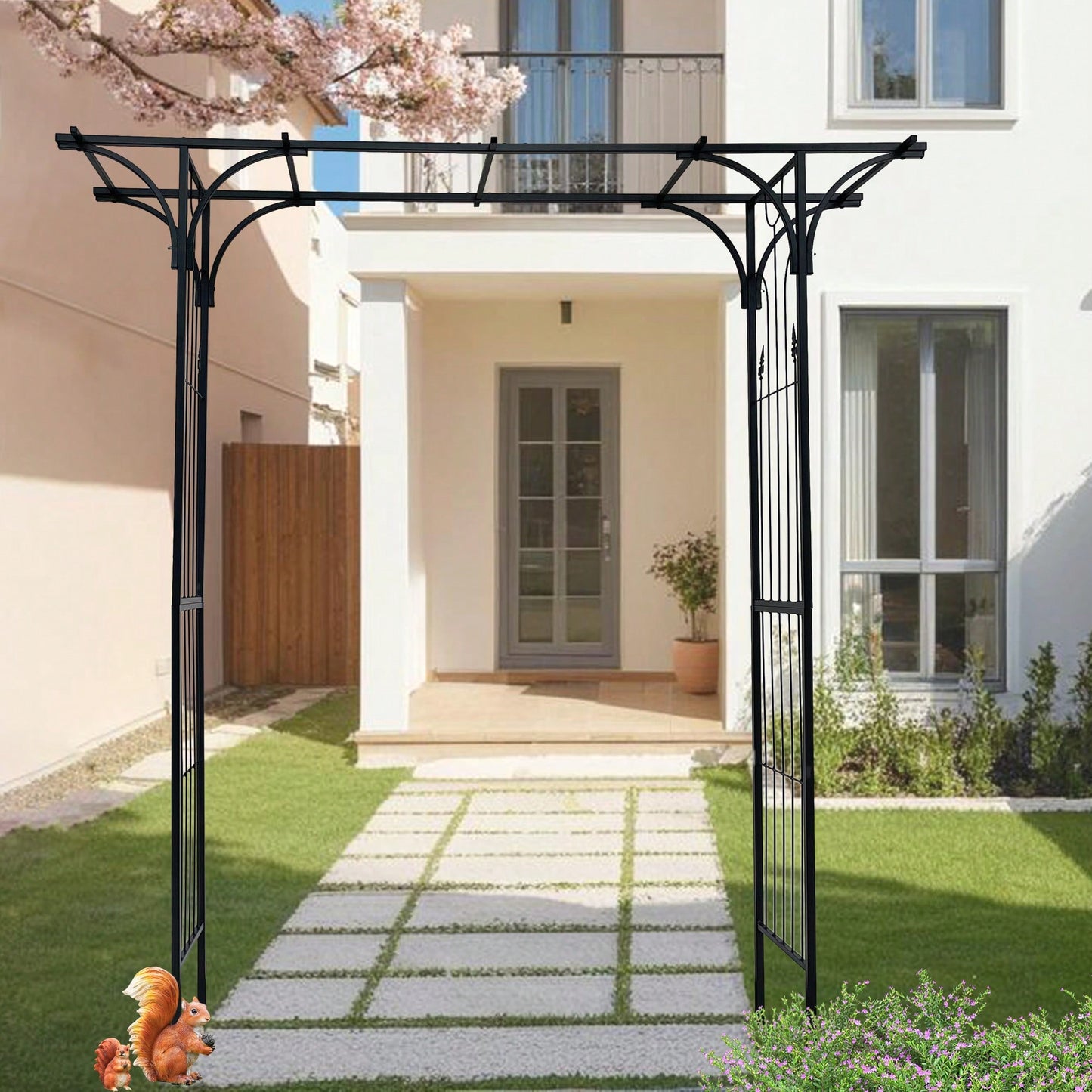 Metal Garden Arch Trellis For Climbing Plants Outdoor Wedding And Party Events Black Archway