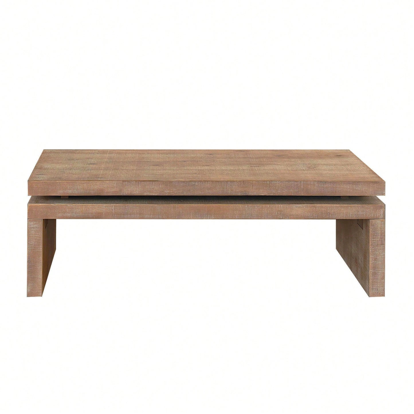 Versatile Natural Wood 2-Tier Coffee Table For Living Room 47.6" L X 23.6" W X 16.3" H