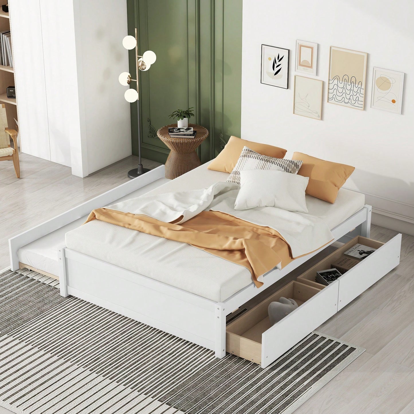 Espresso Full Bed With Twin Trundle And Dual Storage Drawers