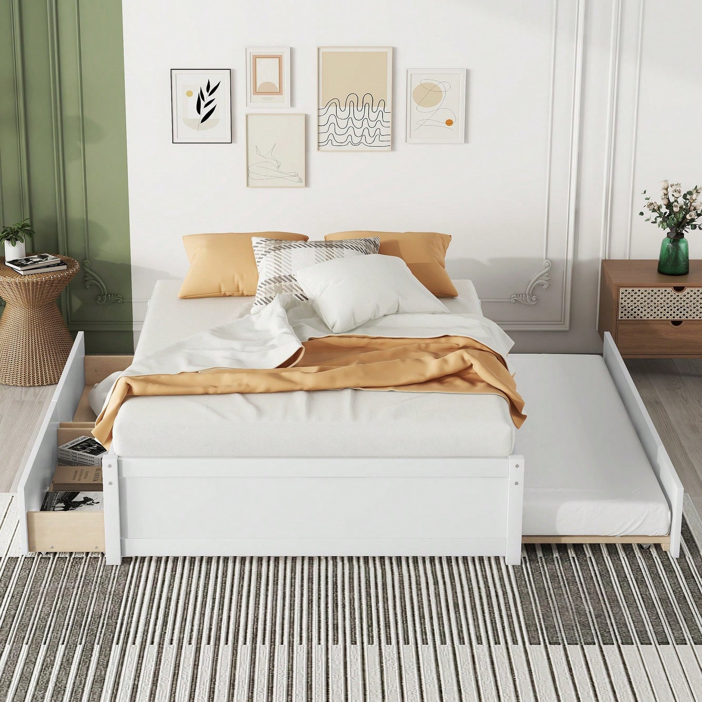 Espresso Full Bed With Twin Trundle And Dual Storage Drawers