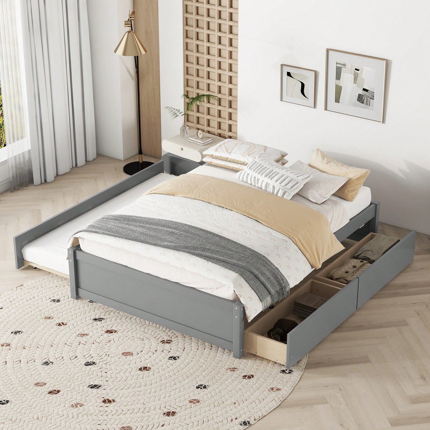 Espresso Full Bed With Twin Trundle And Dual Storage Drawers