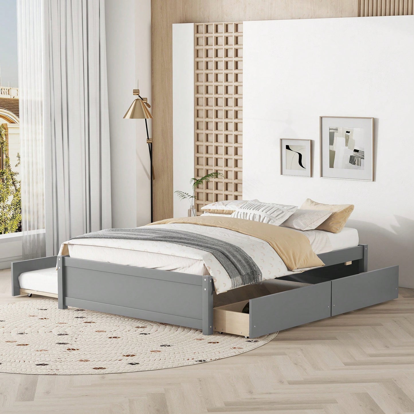 Espresso Full Bed With Twin Trundle And Dual Storage Drawers